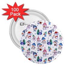 Cute Snowmen Celebrate New Year 2 25  Buttons (100 Pack)  by SychEva