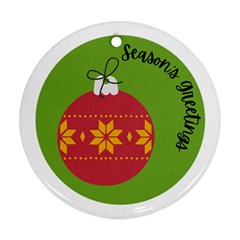 Seasons Greeting Christmas Ornament  Ornament (round) by mountainmushroomfamily