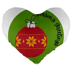 Seasons Greeting Christmas Ornament  Large 19  Premium Flano Heart Shape Cushions by mountainmushroomfamily