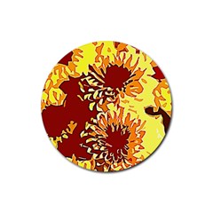 Sunflowers Rubber Round Coaster (4 Pack) by 3cl3ctix