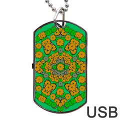 Stars Of Decorative Colorful And Peaceful  Flowers Dog Tag Usb Flash (two Sides) by pepitasart