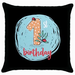 Childrens-birthday Black Throw Pillow Case by NiOng