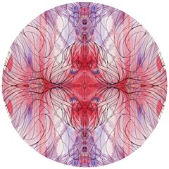 Red Repeats Wooden Puzzle Round by kaleidomarblingart