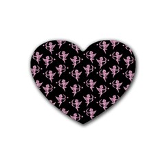Cupid Pattern Rubber Coaster (heart) by Valentinaart