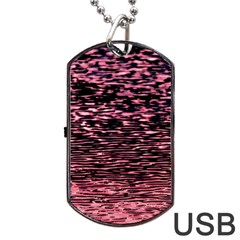 Pink  Waves Flow Series 11 Dog Tag Usb Flash (one Side) by DimitriosArt