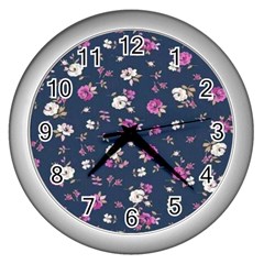 Flowers Pattern Wall Clock (silver) by Sparkle