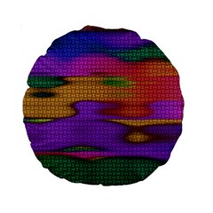 Puzzle Landscape In Beautiful Jigsaw Colors Standard 15  Premium Round Cushions by pepitasart