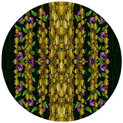 Fanciful Fantasy Flower Forest Wooden Puzzle Round by pepitasart