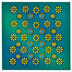Yellow And Blue Proud Blooming Flowers Wooden Puzzle Square by pepitasart