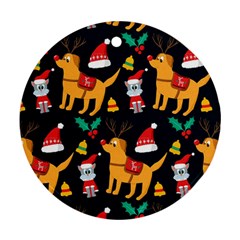 Funny Christmas Pattern Background Ornament (round) by Jancukart