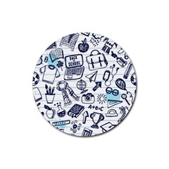 Hand-drawn-back-school-pattern Rubber Coaster (round) by Jancukart
