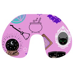 Pastel Goth Witch Pink Travel Neck Pillow by InPlainSightStyle