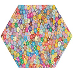 Floral Flowers Wooden Puzzle Hexagon by artworkshop