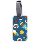 Seamless-pattern-vector-with-spacecraft-funny-animals-astronaut Luggage Tag (one side) Front