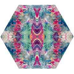 Painted Flames Symmetry Iv Wooden Puzzle Hexagon by kaleidomarblingart