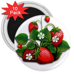 Strawberries-fruits-fruit-red 3  Magnets (10 Pack)  by Jancukart