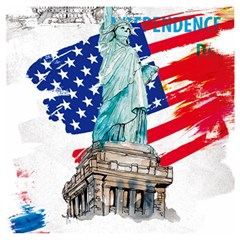 Statue Of Liberty Independence Day Poster Art Wooden Puzzle Square by Jancukart