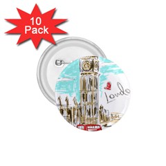 Big-ben-paris-clock-tower-vector-painted-london 1 75  Buttons (10 Pack) by Jancukart