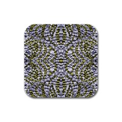 Acid Green Repeats I Rubber Square Coaster (4 Pack) by kaleidomarblingart