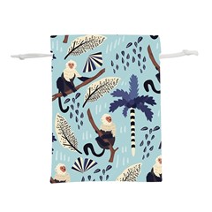 Tropical-leaves-seamless-pattern-with-monkey Lightweight Drawstring Pouch (m) by nate14shop