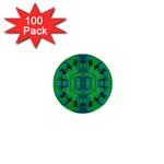 Vines Of Beautiful Flowers On A Painting In Mandala Style 1  Mini Buttons (100 pack)  Front
