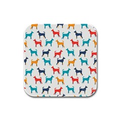 Animal-seamless-vector-pattern-of-dog-kannaa Rubber Square Coaster (4 Pack) by nate14shop
