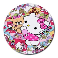 Hello-kitty-001 Round Mousepads by nate14shop