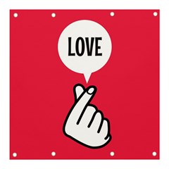 Finger Heart Love Banner And Sign 3  X 3  by NiOng