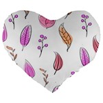Leaves-pink Large 19  Premium Flano Heart Shape Cushions Front