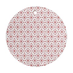 Pattern Christmas Pattern Red Stars Round Ornament (two Sides) by Sapixe
