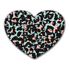 Blue And Pink Jaguar Dots Leopard Black And White Leopard Print Jaguar Dots Heart Mousepads by ConteMonfrey