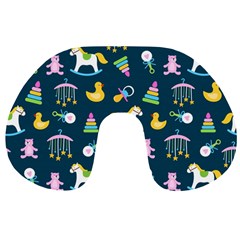 Cute Babies Toys Seamless Pattern Travel Neck Pillow by Vaneshart