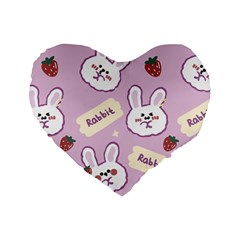 Illustration Rabbit Cartoon Background Pattern Standard 16  Premium Heart Shape Cushions by Sudhe