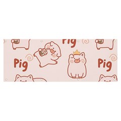 Pig Cartoon Background Pattern Banner And Sign 8  X 3  by Sudhe