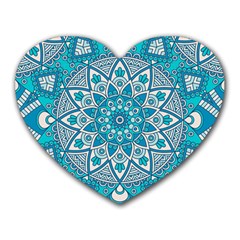 Mandala Blue Heart Mousepads by zappwaits
