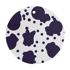 Illustration Cow Pattern Texture Cloth Dot Animal Round Ornament (two Sides) by danenraven