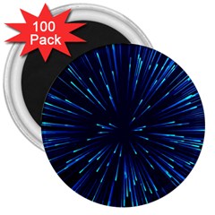 Particle Art Background Blue 3  Magnets (100 Pack) by Ravend