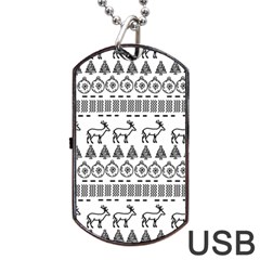 Christmas Trees Pattern Design Dog Tag Usb Flash (one Side) by danenraven