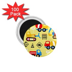 Seamless Pattern Vector Industrial Vehicle Cartoon 1 75  Magnets (100 Pack)  by Jancukart