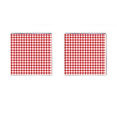Straight Red White Small Plaids Cufflinks (square) by ConteMonfrey