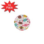 Candy Background Cartoon 1  Mini Buttons (10 pack)  Front