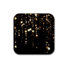 Stars Christmas Background Pattern Rubber Coaster (square) by danenraven