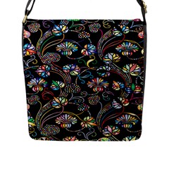 Floral Flap Closure Messenger Bag (l) by nateshop