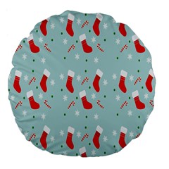 Christmas-pattern -christmas-stockings Large 18  Premium Flano Round Cushions by nateshop