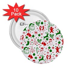Christmas-seamless-green  2 25  Buttons (10 Pack)  by nateshop