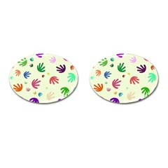 Doodle Squiggles Colorful Pattern Cufflinks (oval) by Ravend