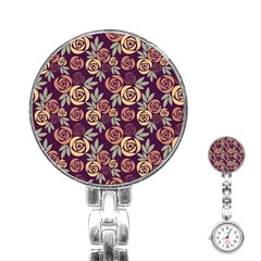 Illustration Flower Floral Nature Pattern Background Stainless Steel Nurses Watch by Ravend