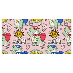 Seamless Pattern With Many Funny Cute Superhero Dinosaurs T-rex Mask Cloak With Comics Style Banner And Sign 4  X 2  by Ravend