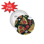 Vector Seamless Pizza Slice Pattern Hand Drawn Pizza Illustration Great Pizzeria Menu Background 1.75  Buttons (100 pack)  Front