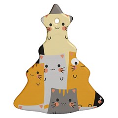Seamless Pattern Cute Cat Cartoons Christmas Tree Ornament (two Sides) by Wegoenart